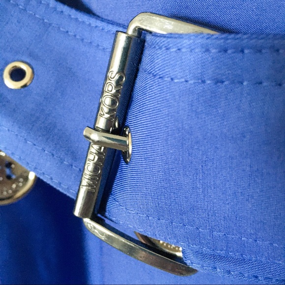 Michael Kors Blue Double Breasted Trench Coat - Picture 4 of 8